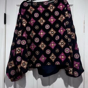 Trina Turk Navy Top with Vibrant Embroidery